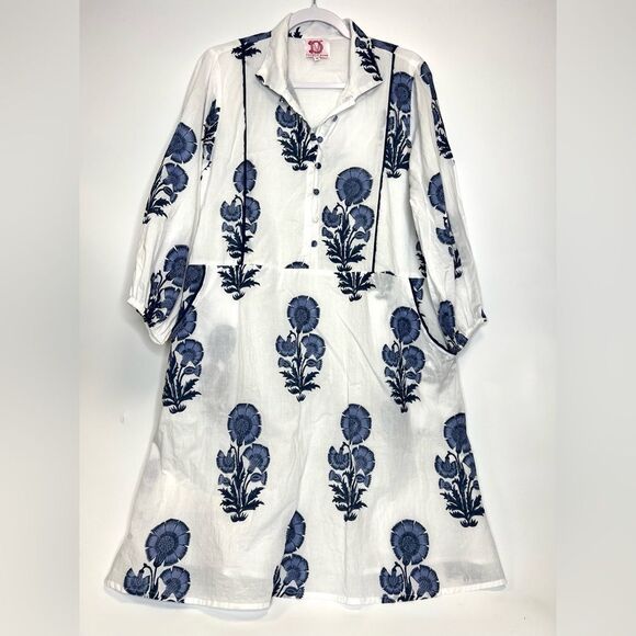 Victoria Dunn Folly Flounced Mini Dress Medium Periwinkle Blossom No Belt - Picture 2 of 11